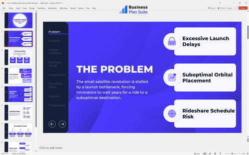 micro satellite launch service pitch deck problem slide bpt