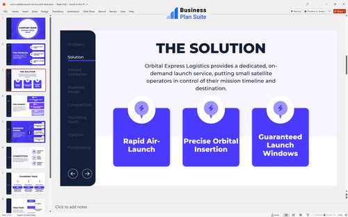 micro satellite launch service pitch deck solution slide bpt