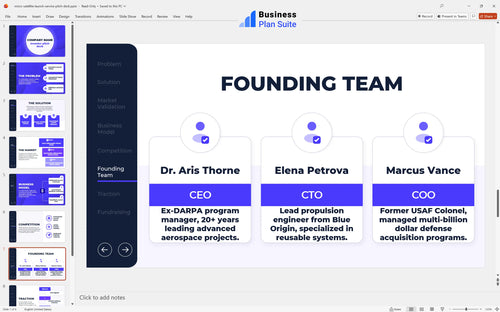 micro satellite launch service pitch deck team slide bpt