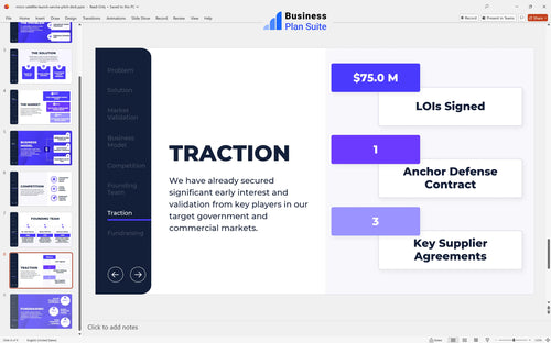 micro satellite launch service pitch deck traction slide bpt