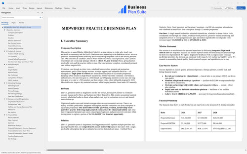 midwifery practice business plan executive summary bpt