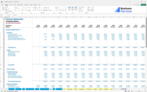 multiplex cinema financial model income statement bpt