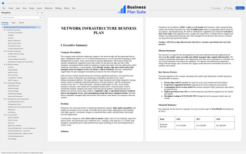 network infrastructure business plan executive summary bpt