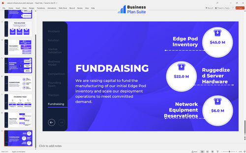 network infrastructure pitch deck fundraising slide bpt