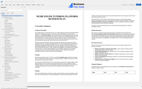 niche online tutoring platform business plan executive summary bpt
