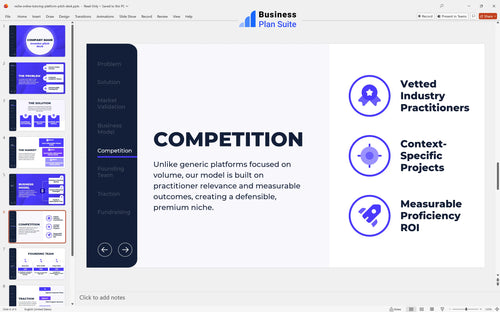 niche online tutoring platform pitch deck competition slide bpt