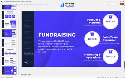 niche online tutoring platform pitch deck fundraising slide bpt