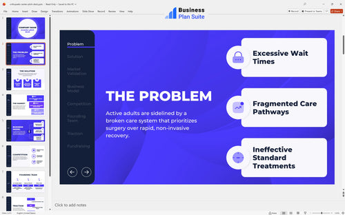 orthopedic center pitch deck problem slide bpt