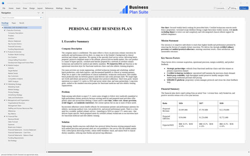 personal chef business plan executive summary bpt