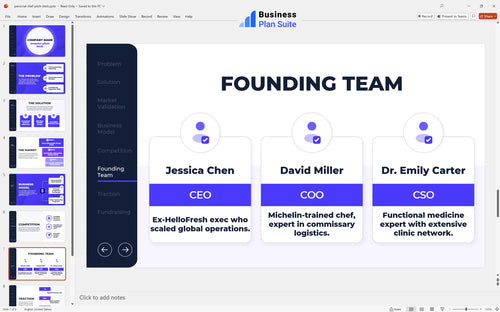 personal chef pitch deck team slide bpt