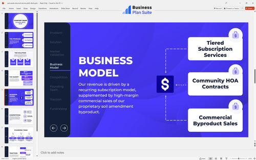pet waste removal service pitch deck business model slide bpt