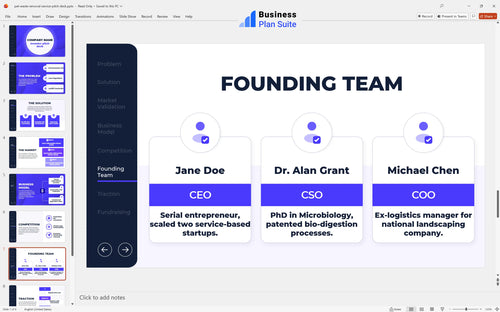 pet waste removal service pitch deck team slide bpt