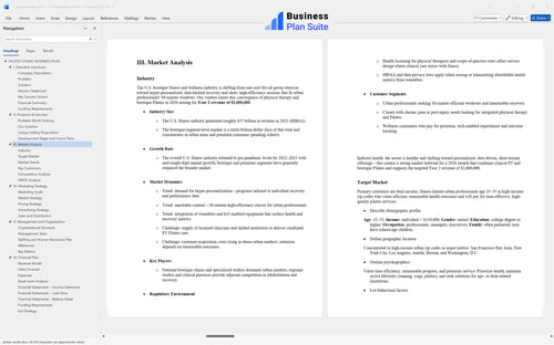 pilates studio business plan market analysis bpt