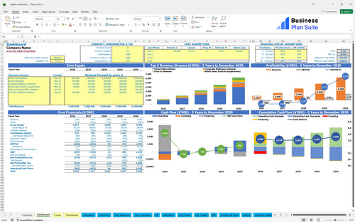 pilates studio financial model dashboard bpt