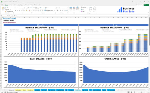 pilates studio financial model financial charts bpt