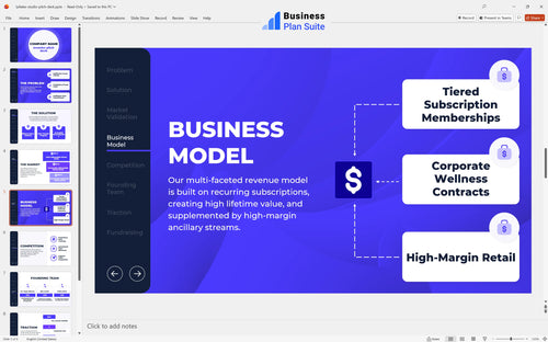 pilates studio pitch deck business model slide bpt