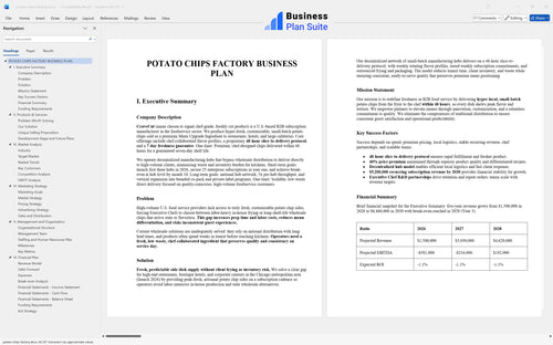 potato chips factory business plan executive summary bpt
