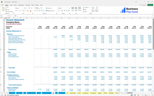 racecourse financial model income statement bpt