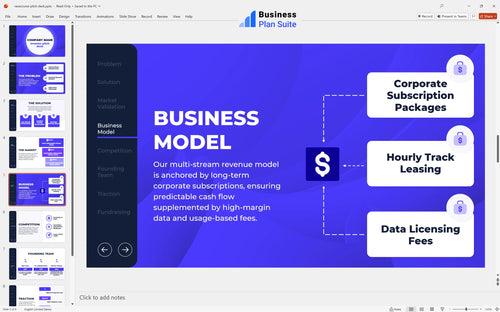 racecourse pitch deck business model slide bpt