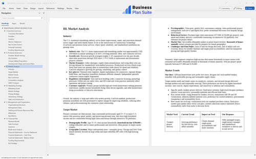 remodeling service business plan market analysis bpt