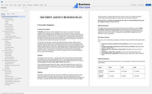 security agency business plan executive summary bpt