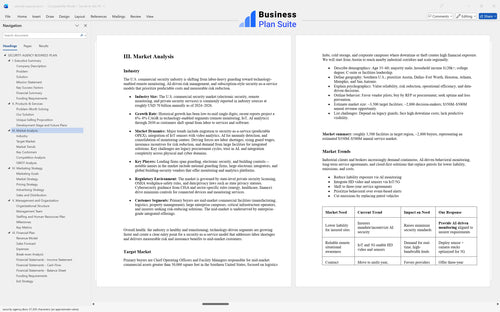 security agency business plan market analysis bpt