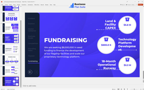 self storage development pitch deck fundraising slide bpt