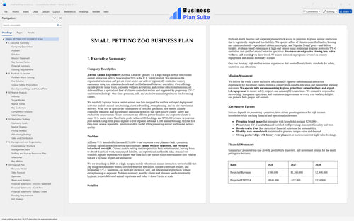 small petting zoo business plan executive summary bpt