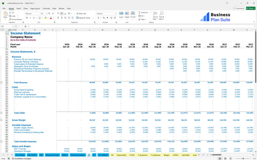 small petting zoo financial model income statement bpt