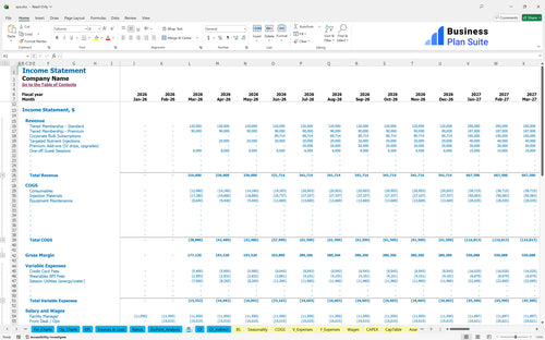 spa financial model income statement bpt