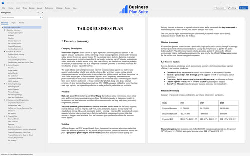 tailor business plan executive summary bpt