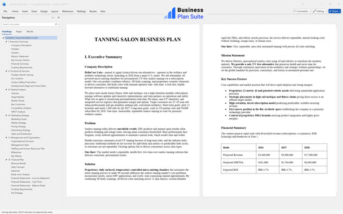 tanning salon business plan executive summary bpt