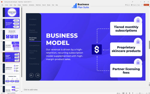tanning salon pitch deck business model slide bpt