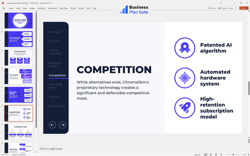 tanning salon pitch deck competition slide bpt