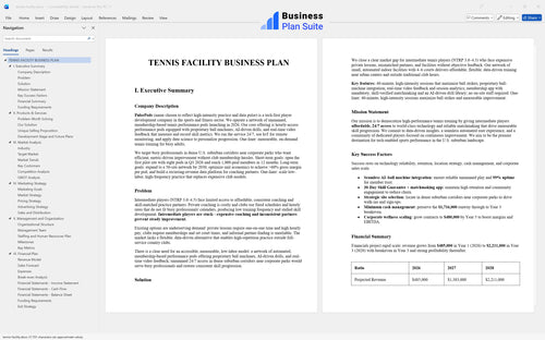 tennis facility business plan executive summary bpt