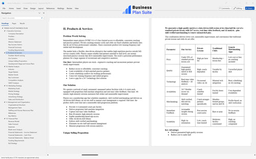 tennis facility business plan products bpt