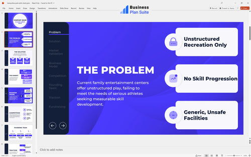 trampoline park pitch deck problem slide bpt