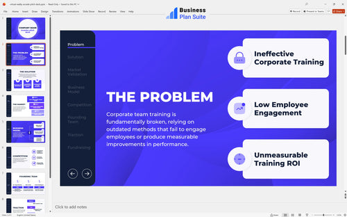 virtual reality arcade pitch deck problem slide bpt