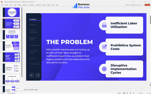 warehouse operations pitch deck problem slide bpt