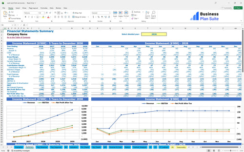 wash and fold service financial model summary bpt
