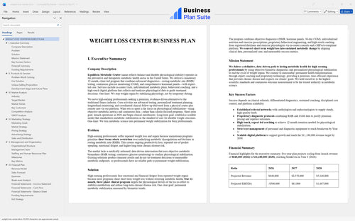 weight loss center business plan executive summary bpt