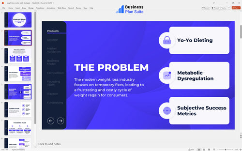 weight loss center pitch deck problem slide bpt
