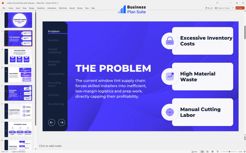 window tint production pitch deck problem slide bpt