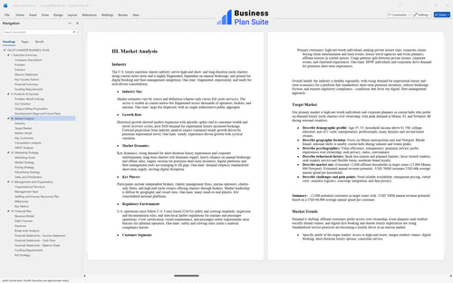 yacht charter business plan market analysis bpt
